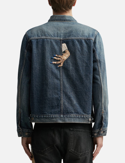 Shop Undercover Embellished D-hand Denim Jacket In Blue