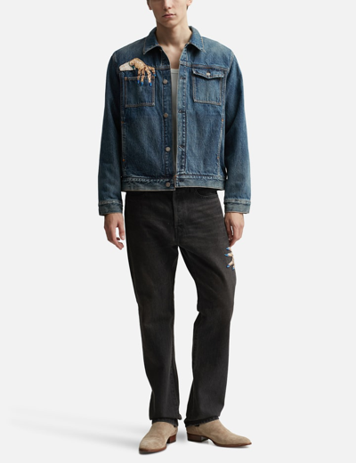 Shop Undercover Embellished D-hand Denim Jacket In Blue