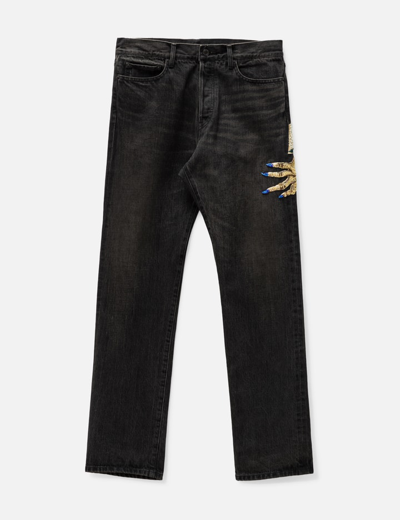 Shop Undercover Embellished D-hand Denim Pants In Black