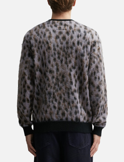 Shop Wacko Maria Leopard Mohair Cardigan (type-1) In Purple