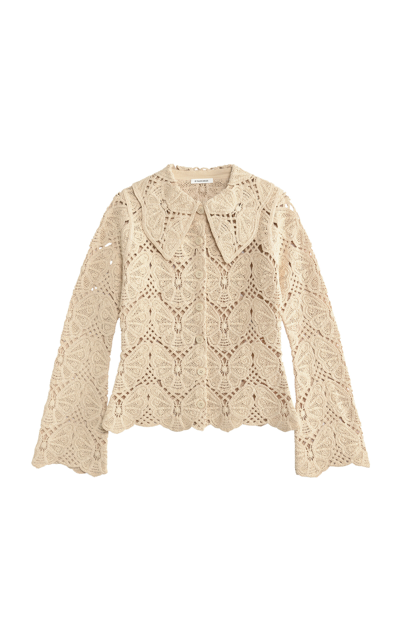 Shop By Malene Birger Crocheted-cotton Cardigan In Ivory