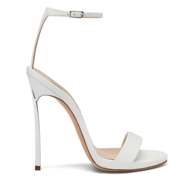 Shop Casadei Blade Marta Leather - Woman Sandals White 40