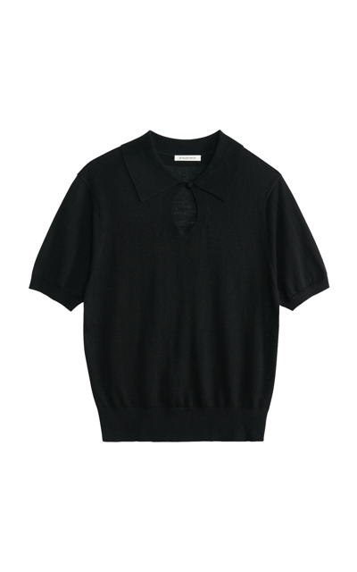 Shop By Malene Birger Knit Polo Top In Black