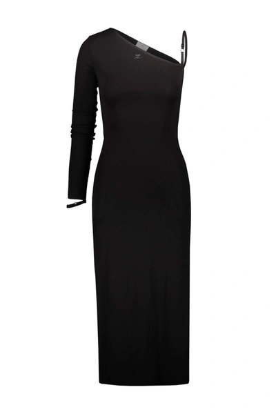 Shop Courrèges One Sleeve Long Dress Clothing In Black