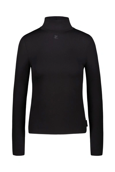 Shop Courrèges Mockneck Techno Top Clothing In Black
