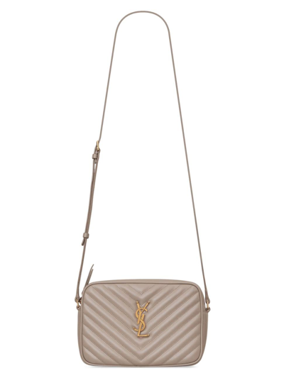 Shop Saint Laurent Women's Lou Camera Bag In Quilted Leather In Greyish Brown