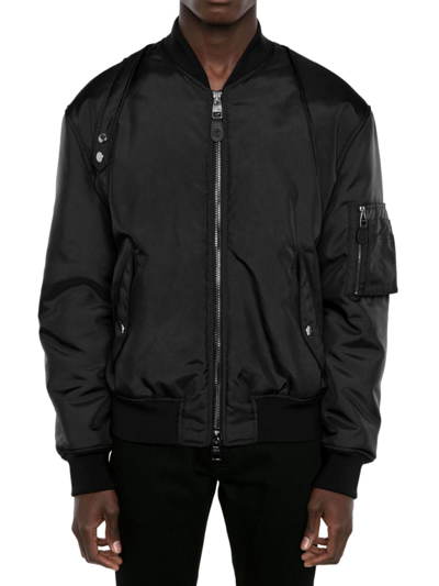 Shop Alexander Mcqueen Men's Harness Ma-1 Bomber Jacket In Black