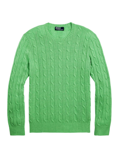 Shop Polo Ralph Lauren Men's Cashmere Cable-knit Sweater In Honeydew Green
