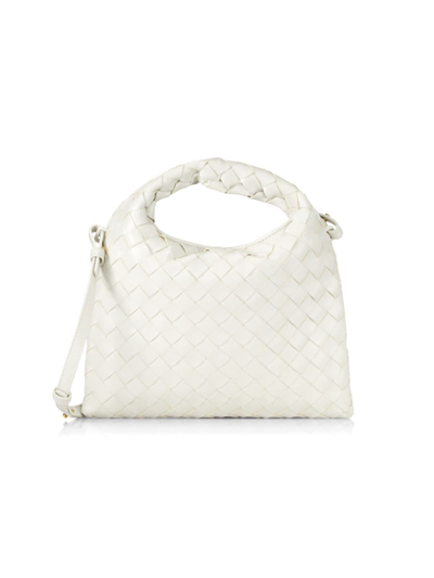 Shop Bottega Veneta Women's Mini Hop Intrecciato Leather Crossbody Bag In White