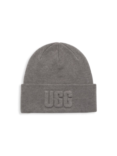 Shop Ugg Men's 3d Logo Knit Beanie In Light Grey