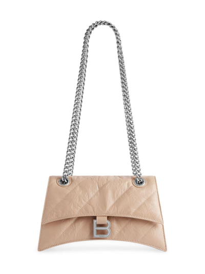 Shop Balenciaga Women's Crush Quilted Small Chain Bag In Beige