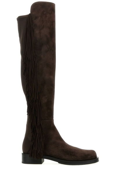Shop Stuart Weitzman 5050 Bold Fringed Boots In Brown