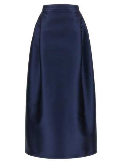 Shop Alberta Ferretti Mikado Zipped Skirt In Blue