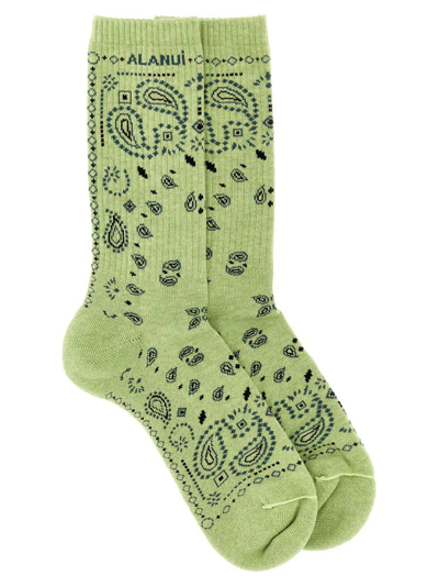 Shop Alanui Bandana Motif Knit Socks In Green