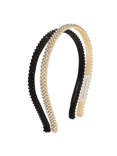 Shop Loeffler Randall Women's Anya 2-piece Embellished Headband Set In Gold Black