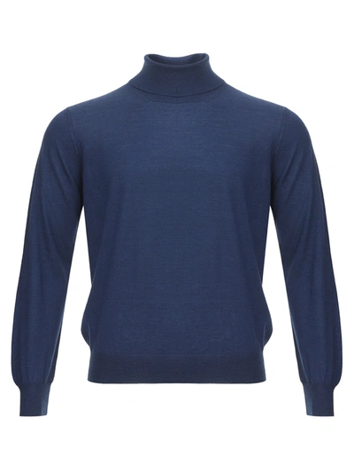 Shop Gran Sasso Blue Cashmere And Silk Turtleneck Sweater