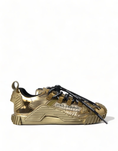 Shop Dolce & Gabbana Metallic Gold Ns1 Low Top Sneakers Shoes