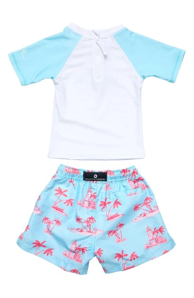 Snapper Rock Kids' Lighthouse Island Two-piece Rashguard Swimsuit In Blue