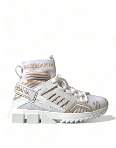 Shop Dolce & Gabbana White Beige Sorrento Socks Sneakers Shoes