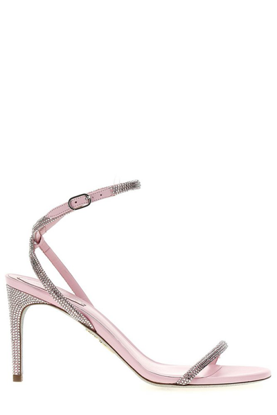 Shop René Caovilla Rene Caovilla Ellabrita Ankle Strap Embellished Sandals In Pink