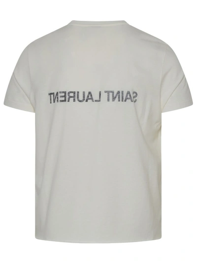 Shop Saint Laurent Ivory Cotton T-shirt In Neutrals