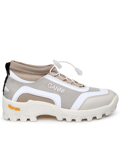 Shop Ganni Two-tone Recycled Polyester Sneakers Performance In White