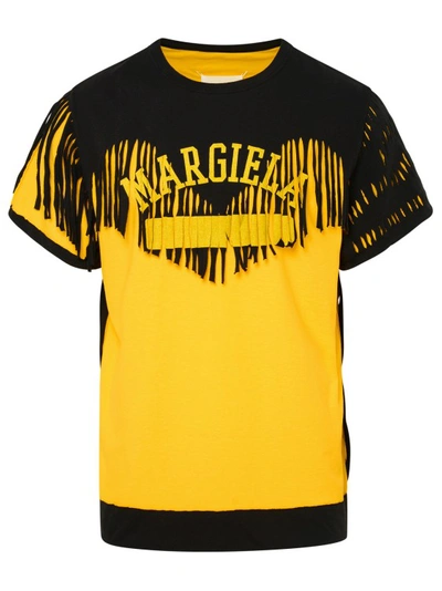 Shop Maison Margiela Two-tone Décortiqué Cotton T-shirt In Yellow