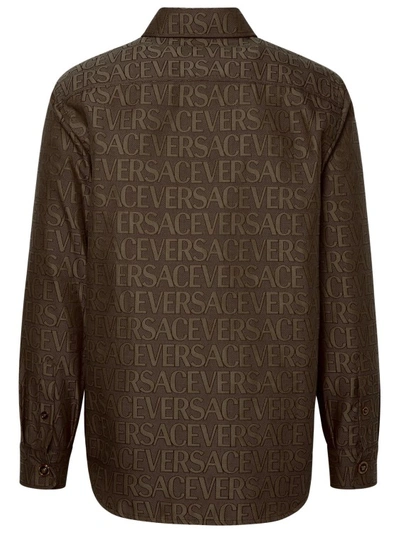 Shop Versace Beige Cotton Blend Shirt In Brown