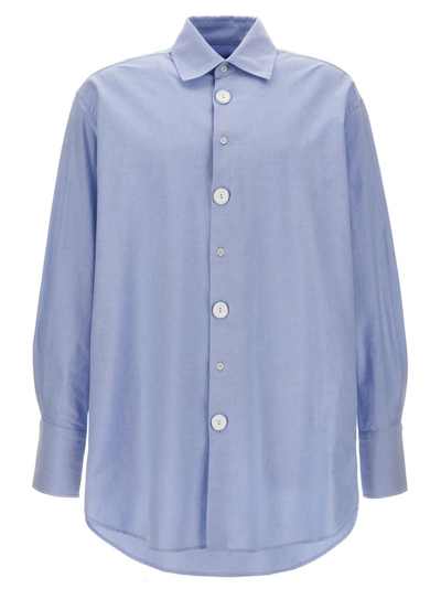 Shop Jw Anderson Logo Embroidered Oversized Shirt In Blue