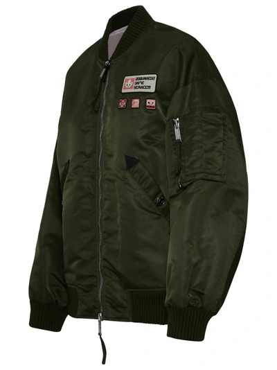 Shop Dsquared2 Jacket Bomber In Green Nylon