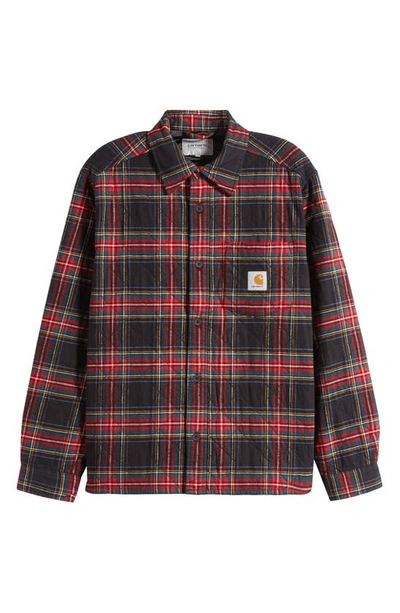 Shop Carhartt Wiles Plaid Flannel Shirt Jacket In Wiles Check Black