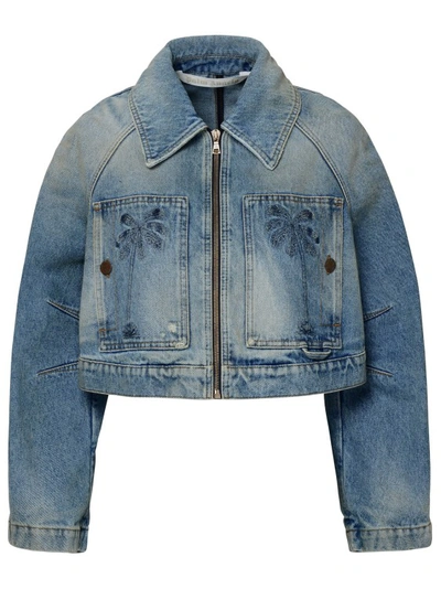 Shop Palm Angels Paris Blue Denim Jacket