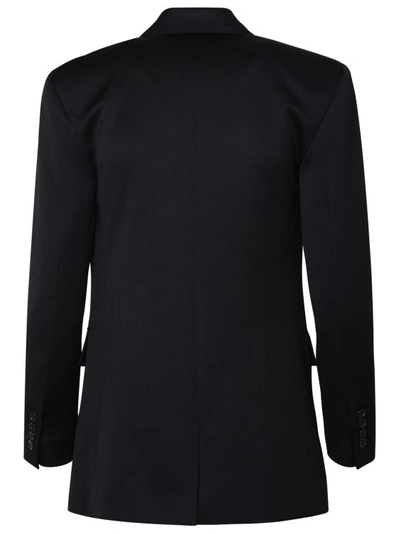Shop Saint Laurent Black Cotton Blazer Jacket