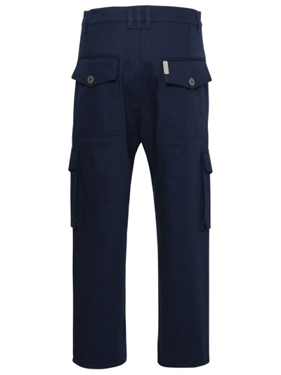 Shop Balmain Blue Cotton Trousers