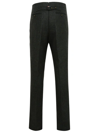Shop Thom Browne Green Wool Trousers In Black