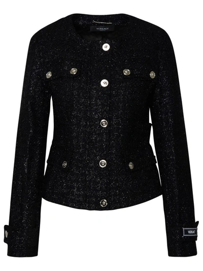 Shop Versace Black Virgin Wool Blend Jacket