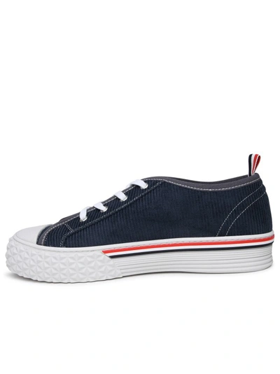 Shop Thom Browne Light Blue Corduroy Sneaker In Black