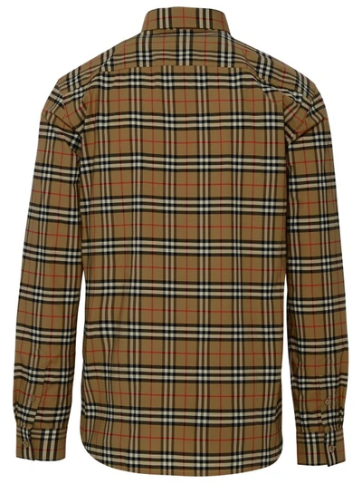 Shop Burberry Slim Fit Shirt With Oversize Check Pattern In Brown