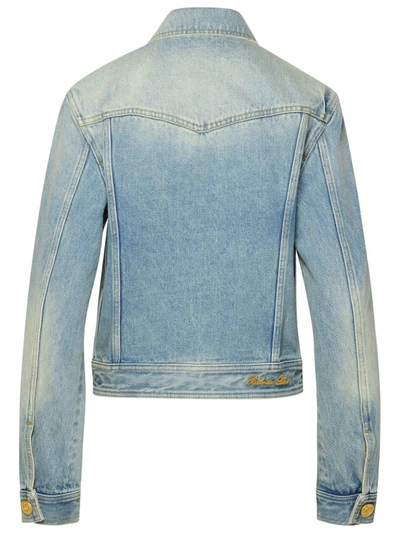 Shop Balmain Blue Cotton Jacket