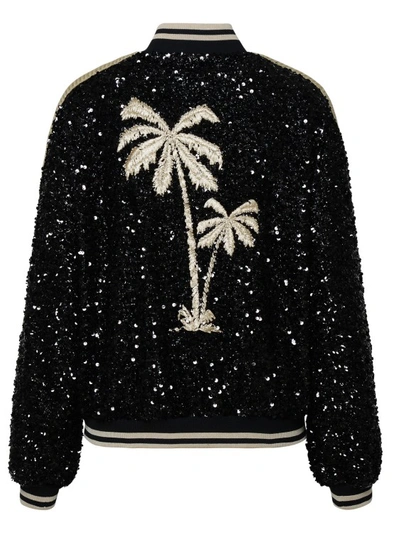 Shop Palm Angels Soire Bomber Jacket In Black Viscose Blend
