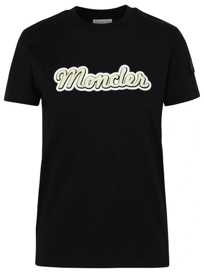 Shop Moncler Black Cotton T-shirt