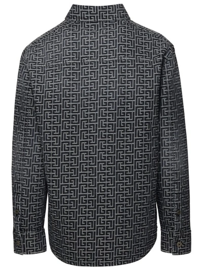 Shop Balmain Gray Denim Shirt In Grey