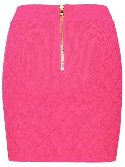 Shop Balmain Viscose Blend Miniskirt Fuchsia In Pink