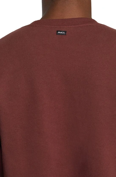 Shop Rvca Essential Logo Embroidered Sweatshirt In Burgundy