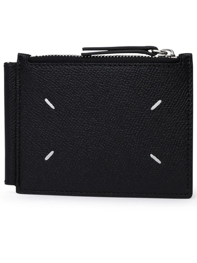 Shop Maison Margiela Four Strices Black Leather Wallet