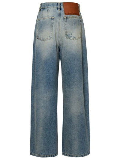 Shop Palm Angels Paris Jeans In Light Blue Denim