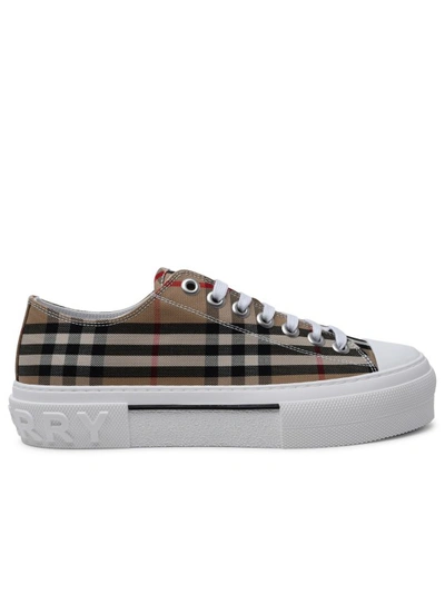 Shop Burberry Beige Cotton Jack Sneakers In Brown