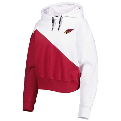 Shop Dkny Sport White/cardinal Arizona Cardinals Bobbi Color Blocked Pullover Hoodie