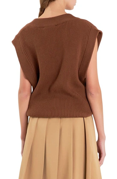 English Factory Throw On Sweater Vest In Chocolate