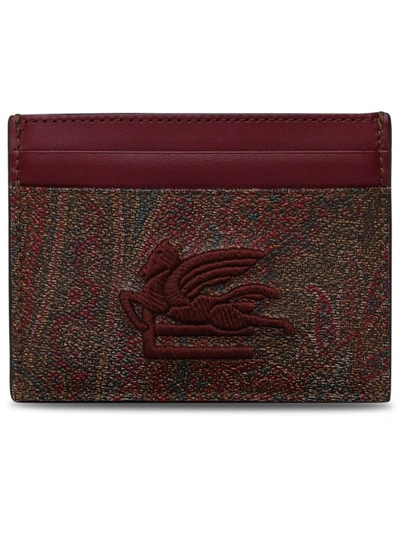 Shop Etro Brown Cotton Card Holder